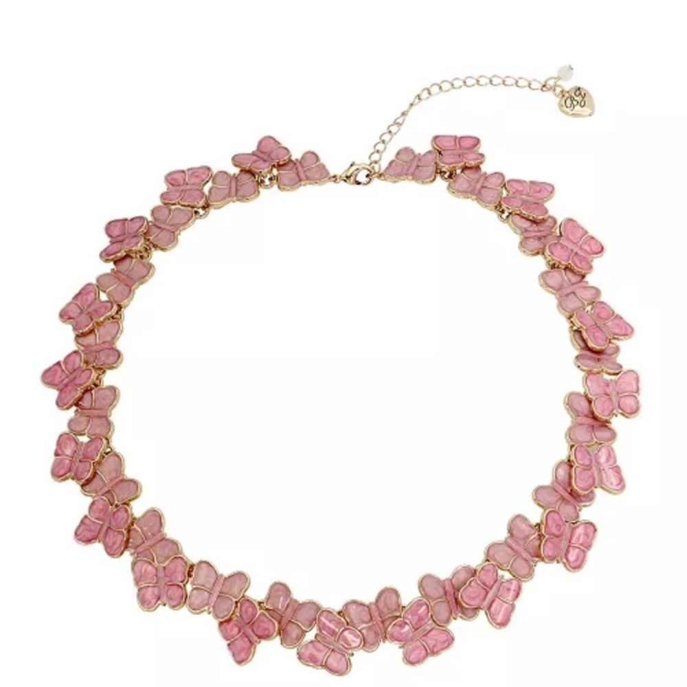 👉✨️Betsey Johnson SWEETHEART SWOON BUTTERFLY COLLAR PINK 16" Necklace